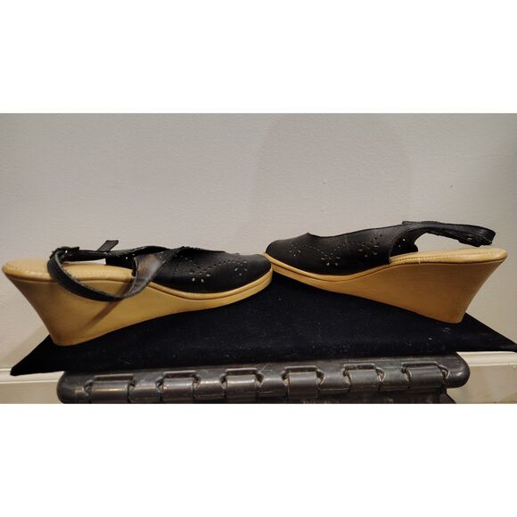 Naturalizer Women's Black Sling Back Open Toe Upper Leather Wedge 6.5 - Picture 6 of 8